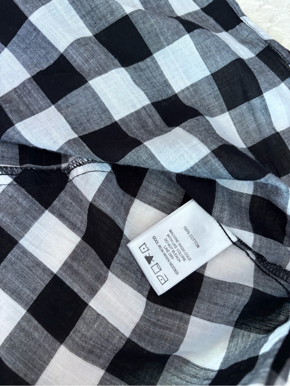 Foxcroft Black and White Check Button-Front Blouse - Picture 9 of 11
